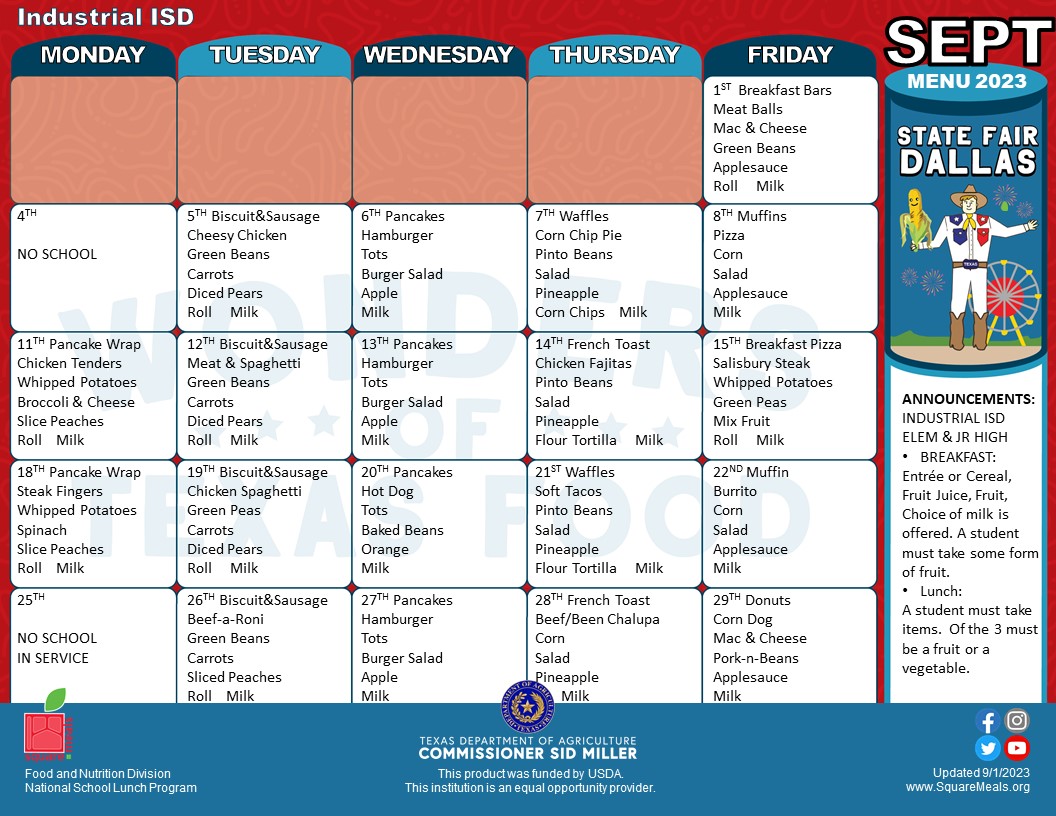 IISD September Menu